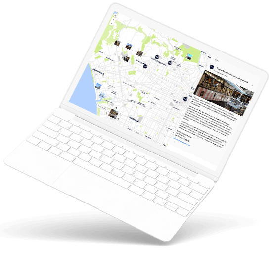 computer with detailed pinpoint map