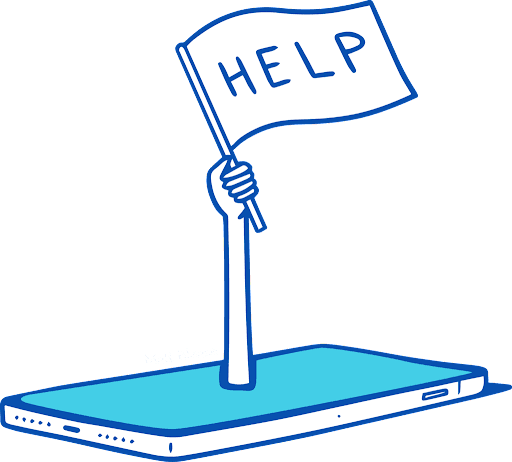 Matt Blease illustration of phone with help flag