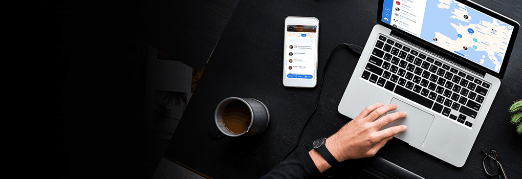 Footer banner with computer and mobile view of Wemap map