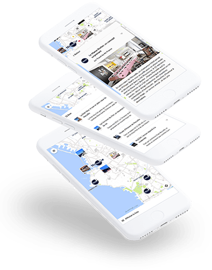 mobiles with open detaled pinpoints and a Wemap map