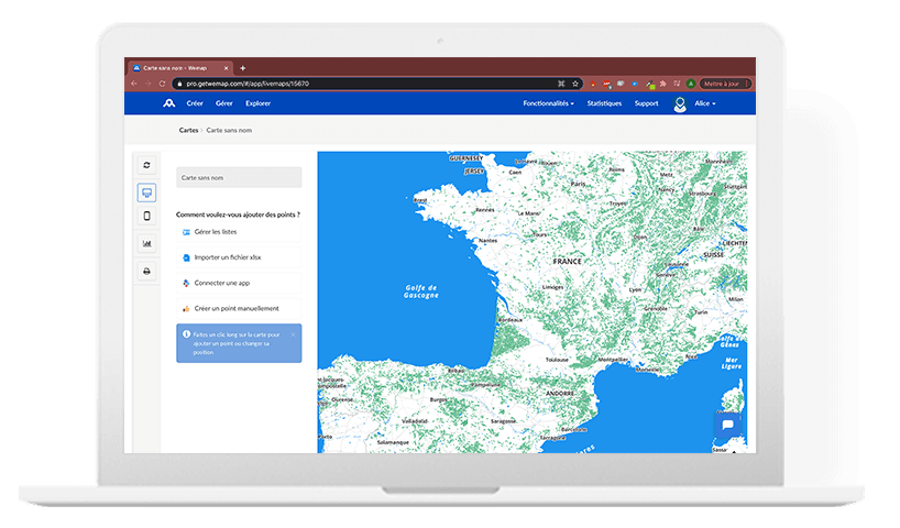 Wemap pro interface on computer