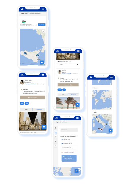 series of mobiles with view of the map creator