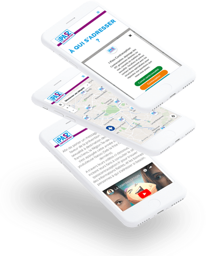 mobiles with articles and a map open on screen