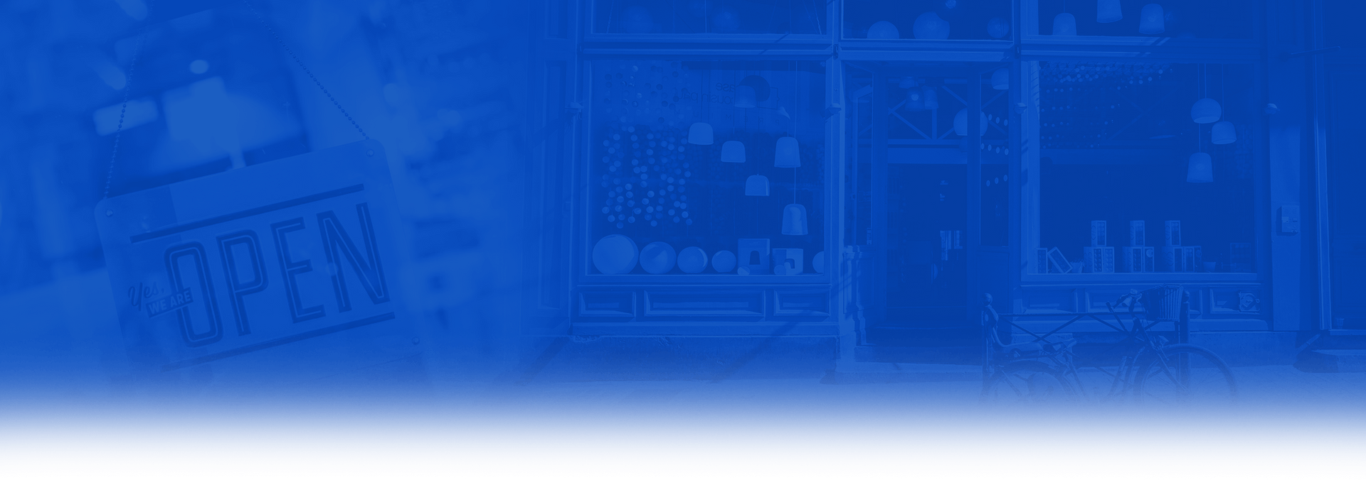 Open store sign and store front