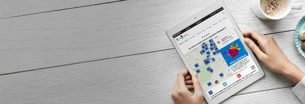Footer banner with an article on iPad